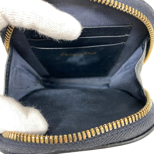 Christian Dior Pouch Canvas, Leather Navy Phone Pouch ChainShoulder Oblique Women Used Authentic
