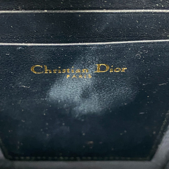 Christian Dior Pouch Canvas, Leather Navy Phone Pouch ChainShoulder Oblique Women Used Authentic
