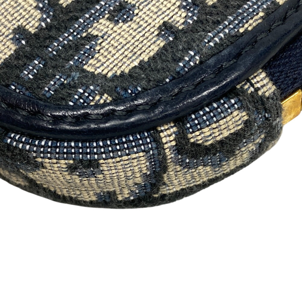 Christian Dior Pouch Canvas, Leather Navy Phone Pouch ChainShoulder Oblique Women Used Authentic