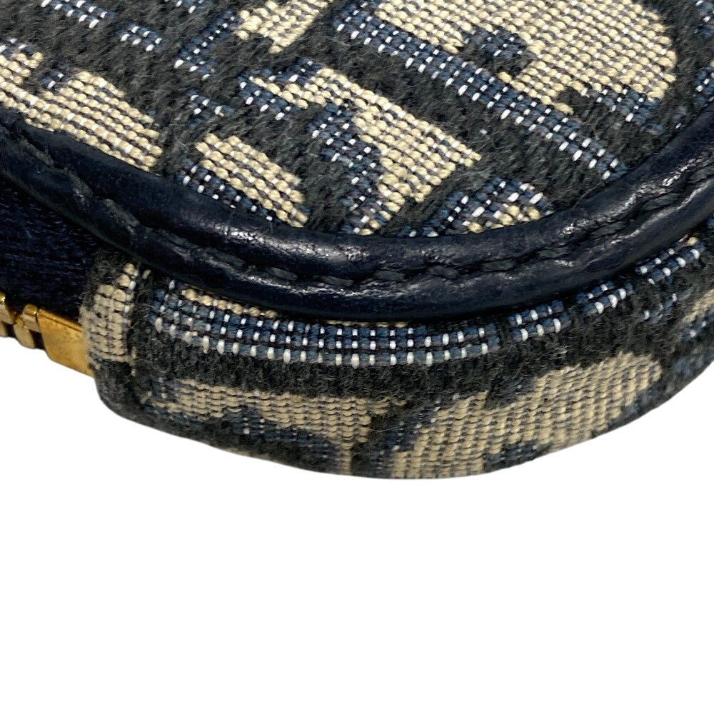 Christian Dior Pouch Canvas, Leather Navy Phone Pouch ChainShoulder Oblique Women Used Authentic
