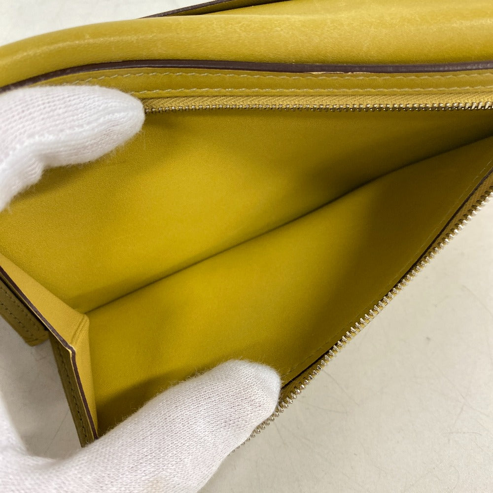 HERMES Bifold Wallet Swift, Epi Leather yellow Long wallet Box scarf Bean Women Used Authentic