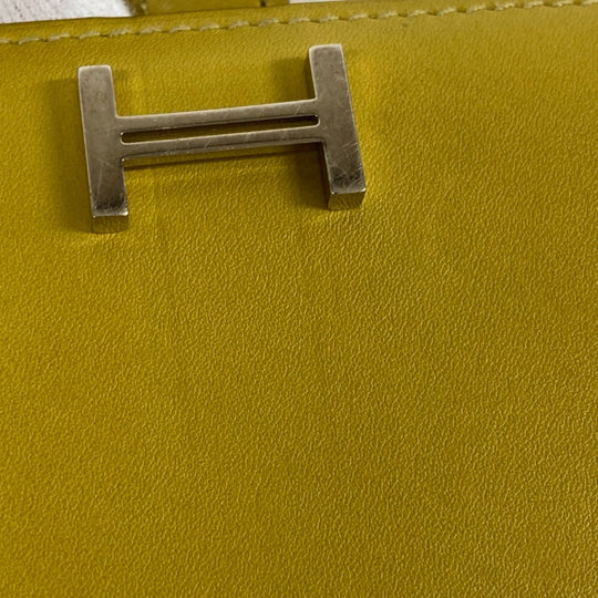 HERMES Bifold Wallet Swift, Epi Leather yellow Long wallet Box scarf Bean Women Used Authentic