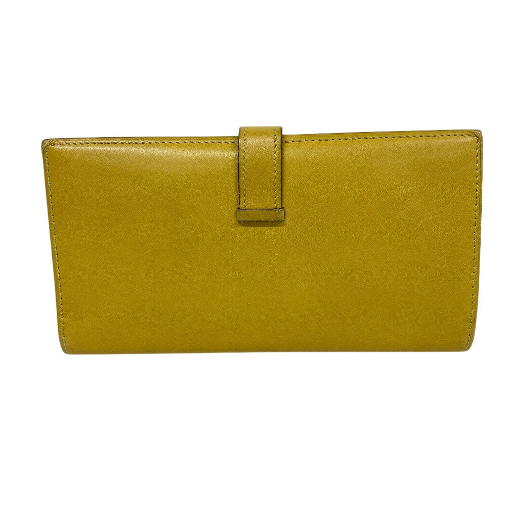 HERMES Bifold Wallet Swift, Epi Leather yellow Long wallet Box scarf Bean Women Used Authentic