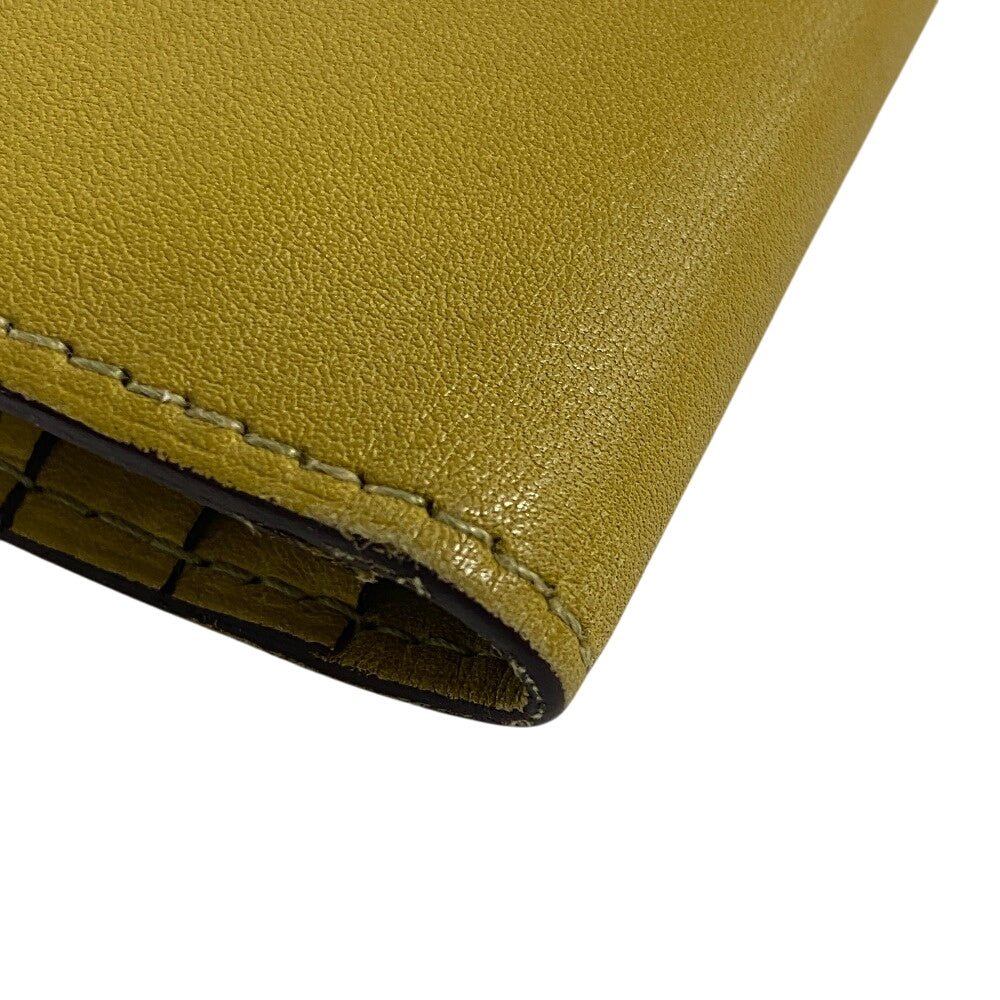 HERMES Bifold Wallet Swift, Epi Leather yellow Long wallet Box scarf Bean Women Used Authentic