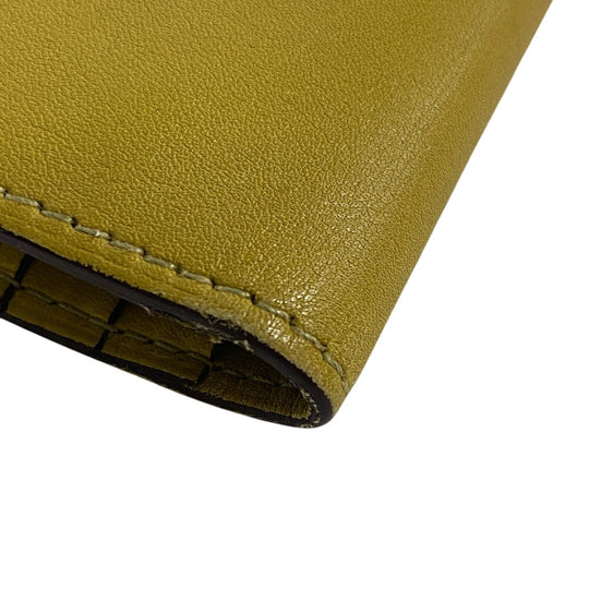 HERMES Bifold Wallet Swift, Epi Leather yellow Long wallet Box scarf Bean Women Used Authentic