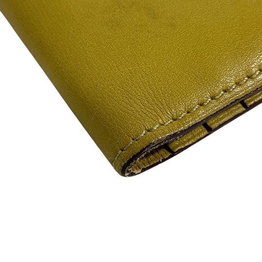 HERMES Bifold Wallet Swift, Epi Leather yellow Long wallet Box scarf Bean Women Used Authentic