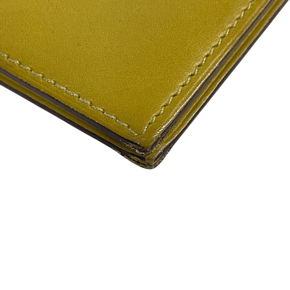HERMES Bifold Wallet Swift, Epi Leather yellow Long wallet Box scarf Bean Women Used Authentic