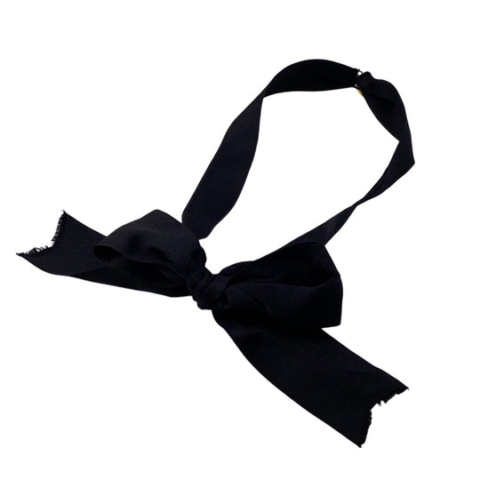 CHANEL choker Satin black ribbon Mademoiselle Women Used Authentic