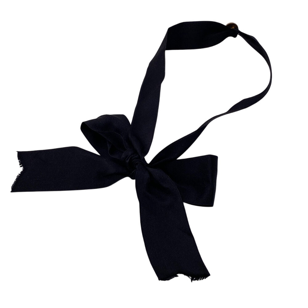 CHANEL choker Satin black ribbon Mademoiselle Women Used Authentic