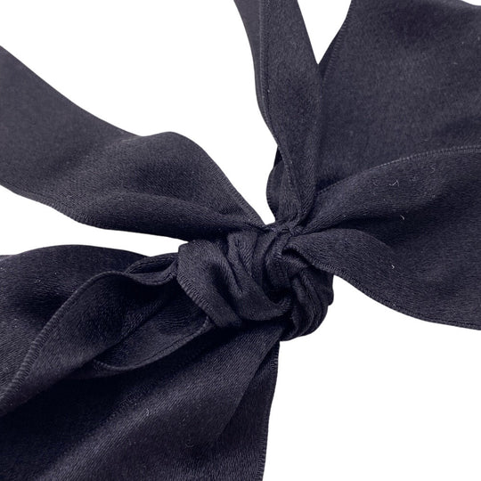 CHANEL choker Satin black ribbon Mademoiselle Women Used Authentic