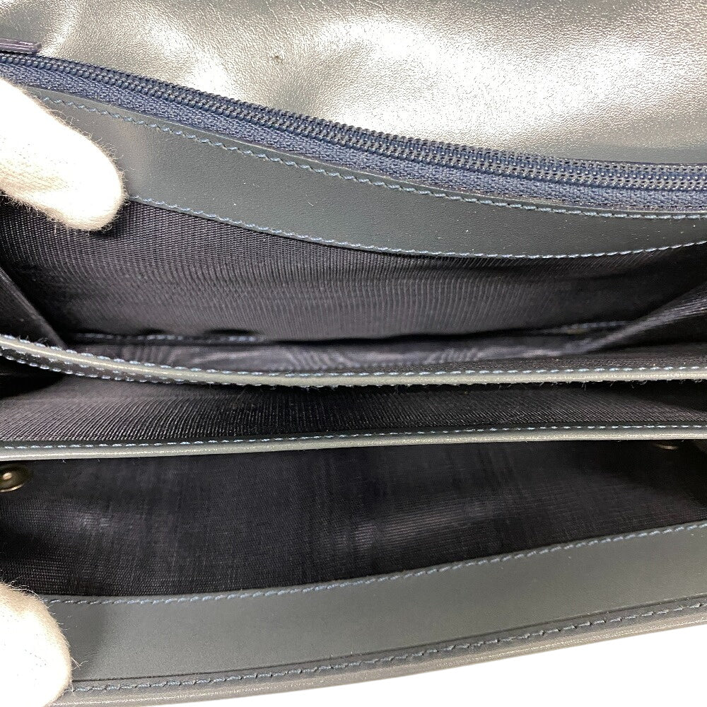 PRADA Long Wallet Purse leather blue Vittero Women(Unisex) Used Authentic