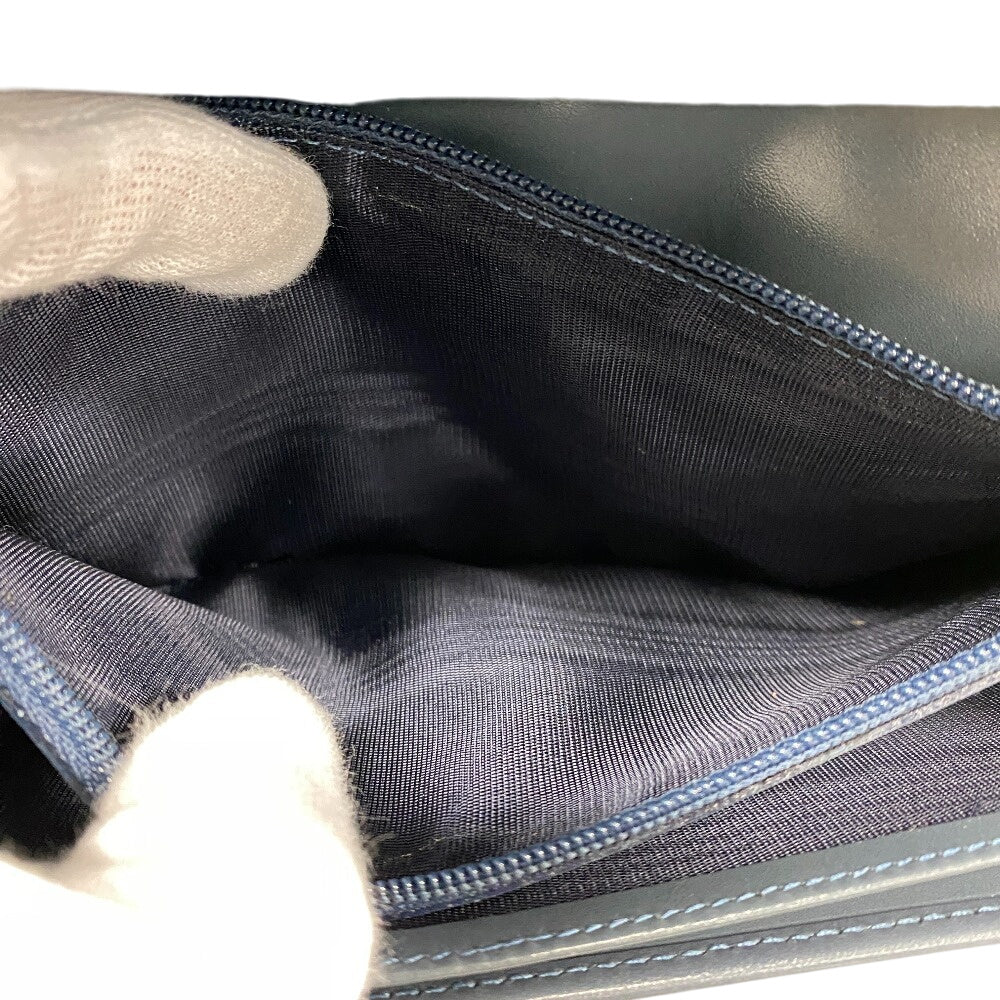 PRADA Long Wallet Purse leather blue Vittero Women(Unisex) Used Authentic
