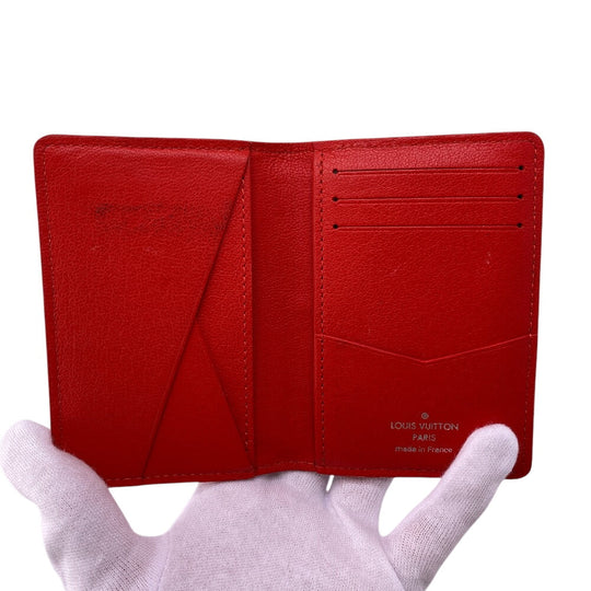 LOUIS VUITTON Card Case Exotic leather Red Organizer De Poch Women Used Authentic