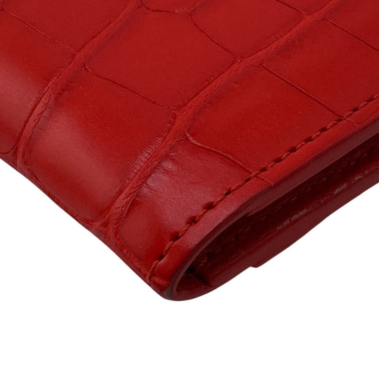 LOUIS VUITTON Card Case Exotic leather Red Organizer De Poch Women Used Authentic