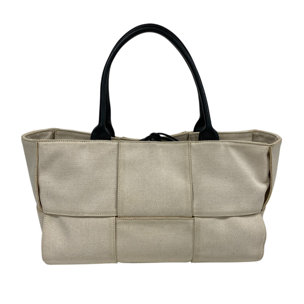 BOTTEGAVENETA Handbag Canvas, Leather Ivory The Alcotote Women Used Authentic