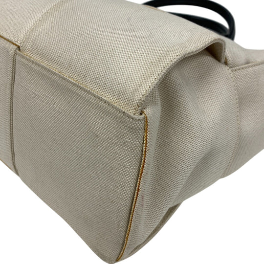 BOTTEGAVENETA Handbag Canvas, Leather Ivory The Alcotote Women Used Authentic