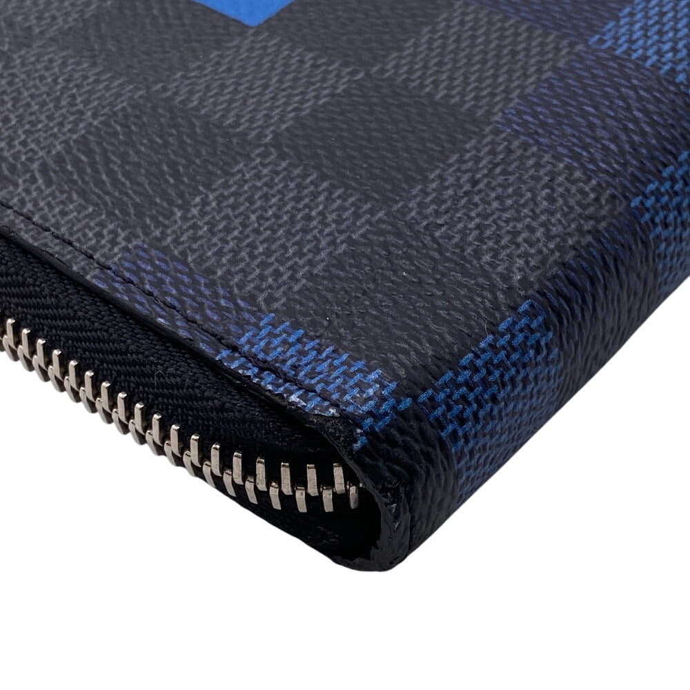 LOUIS VUITTON Long Wallet Purse N60170 Damier Grafitte black Zip Around Damier Vertical mens Used Authentic
