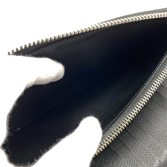 LOUIS VUITTON Long Wallet Purse N60170 Damier Grafitte black Zip Around Damier Vertical mens Used Authentic
