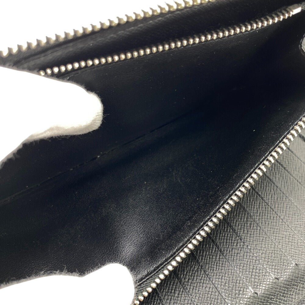 LOUIS VUITTON Long Wallet Purse N60170 Damier Grafitte black Zip Around Damier Vertical mens Used Authentic