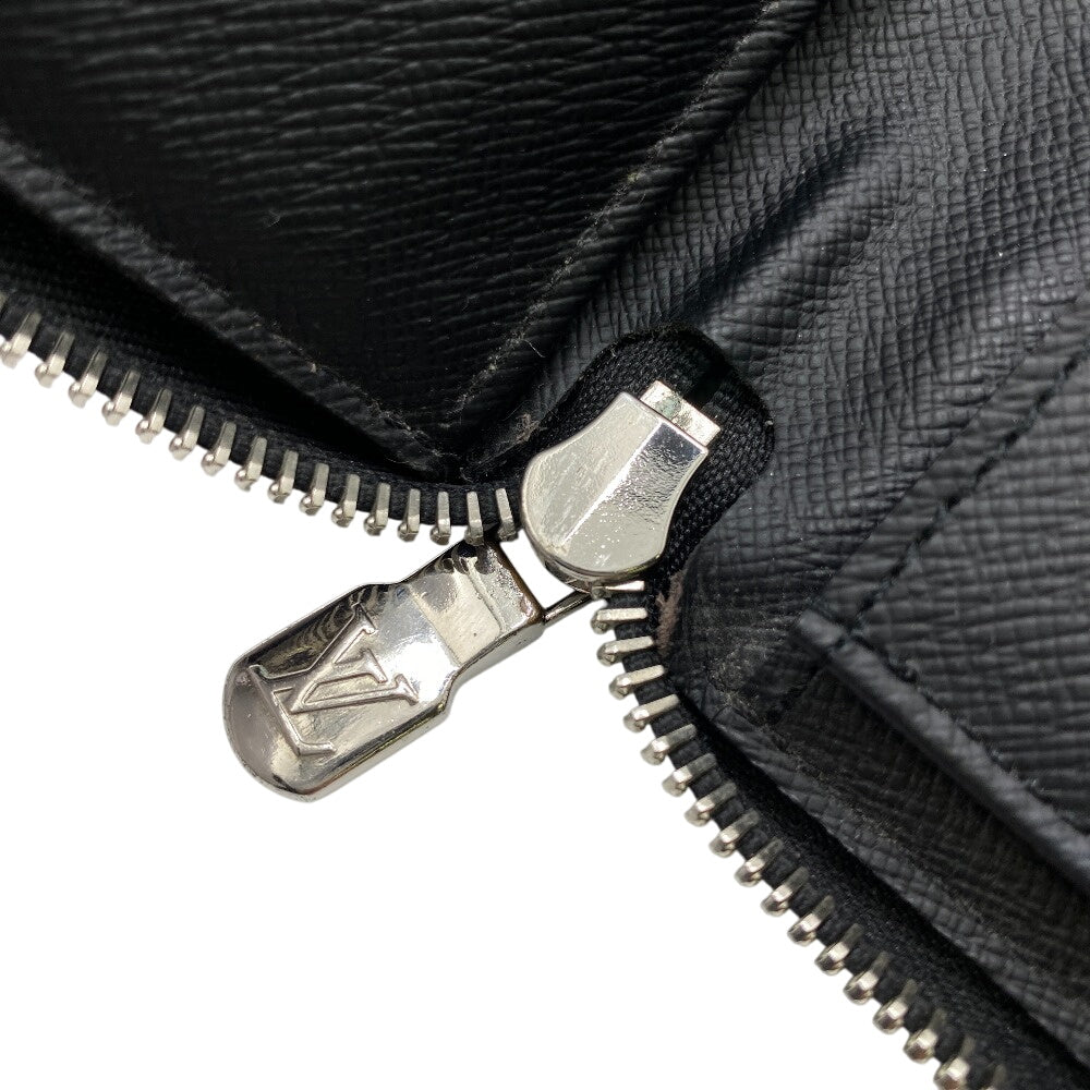 LOUIS VUITTON Long Wallet Purse N60170 Damier Grafitte black Zip Around Damier Vertical mens Used Authentic