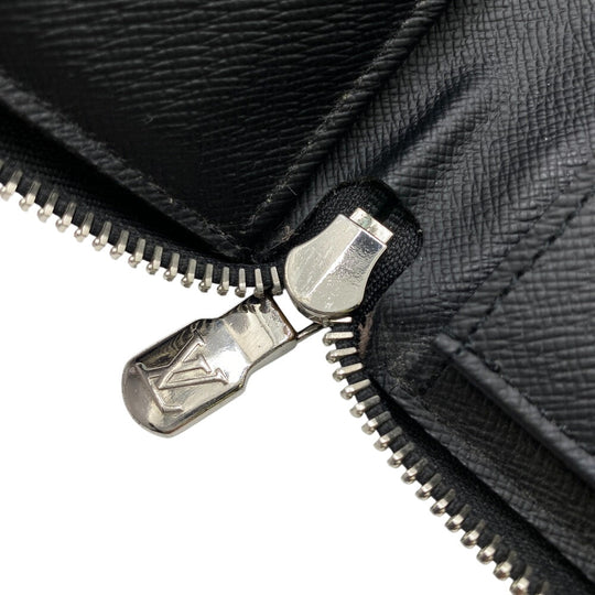 LOUIS VUITTON Long Wallet Purse N60170 Damier Grafitte black Zip Around Damier Vertical mens Used Authentic
