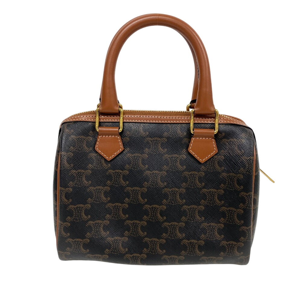 CELINE Handbag PVC, Leather Brown 2WAY Shoulder Bag Cuil Triomphe Small Boston Women Used Authentic