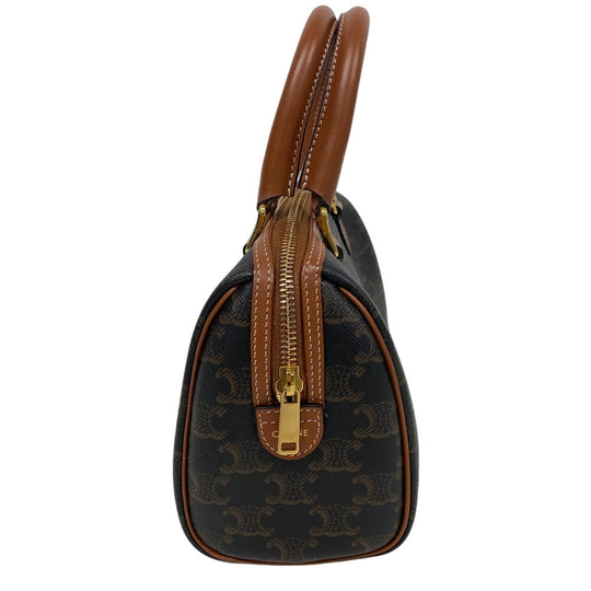 CELINE Handbag PVC, Leather Brown 2WAY Shoulder Bag Cuil Triomphe Small Boston Women Used Authentic