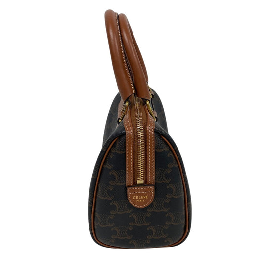 CELINE Handbag PVC, Leather Brown 2WAY Shoulder Bag Cuil Triomphe Small Boston Women Used Authentic