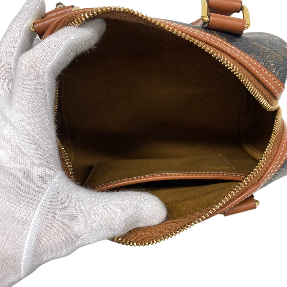 CELINE Handbag PVC, Leather Brown 2WAY Shoulder Bag Cuil Triomphe Small Boston Women Used Authentic