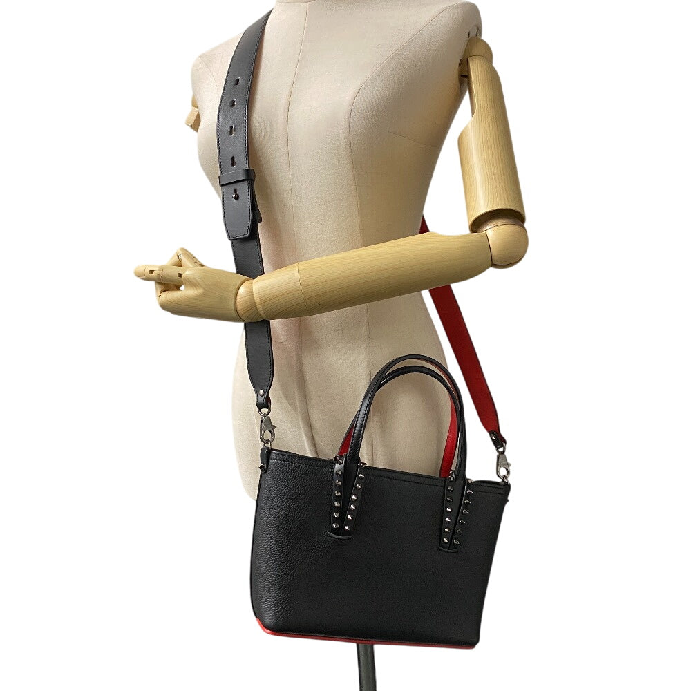 Christian Louboutin Handbag leather black Shoulder Bag Spike studs kabata mini Women Used Authentic