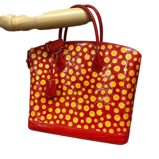 LOUIS VUITTON Handbag M91423 Patent leather Red Yayoi Kusama Vernis Dot Infinity LockitMM Women Used Authentic