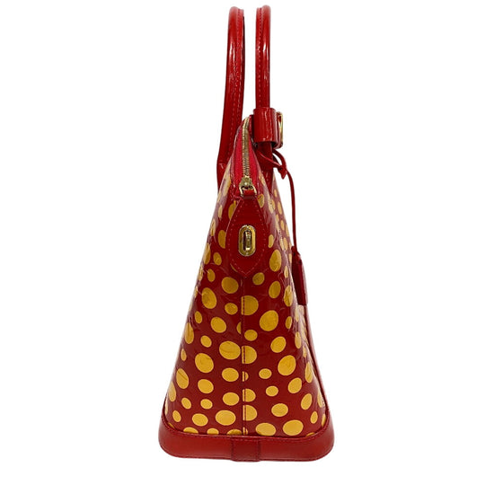LOUIS VUITTON Handbag M91423 Patent leather Red Yayoi Kusama Vernis Dot Infinity LockitMM Women Used Authentic
