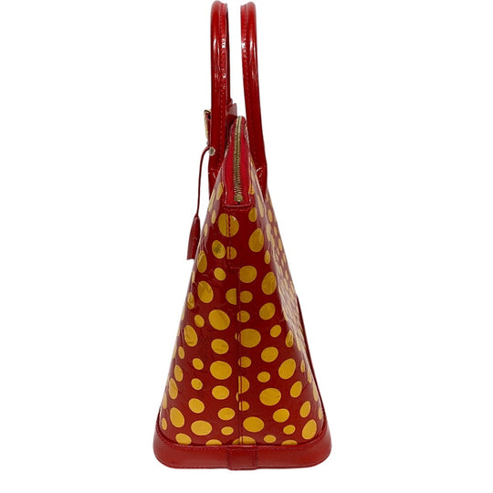 LOUIS VUITTON Handbag M91423 Patent leather Red Yayoi Kusama Vernis Dot Infinity LockitMM Women Used Authentic