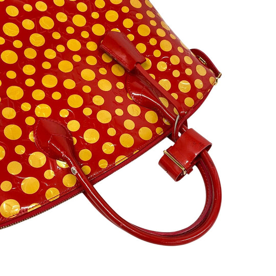 LOUIS VUITTON Handbag M91423 Patent leather Red Yayoi Kusama Vernis Dot Infinity LockitMM Women Used Authentic