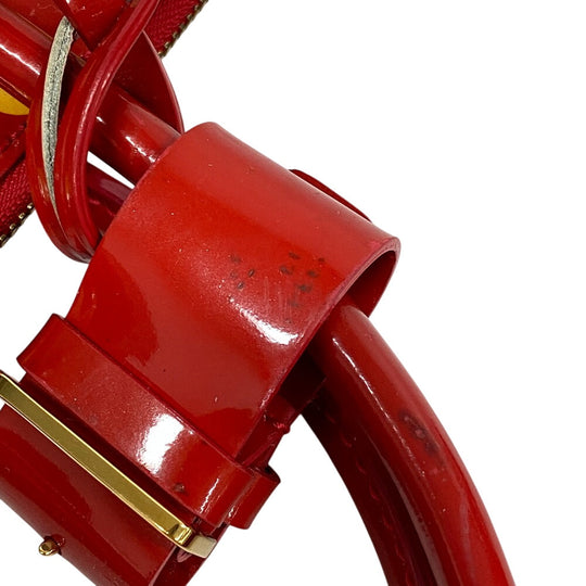LOUIS VUITTON Handbag M91423 Patent leather Red Yayoi Kusama Vernis Dot Infinity LockitMM Women Used Authentic
