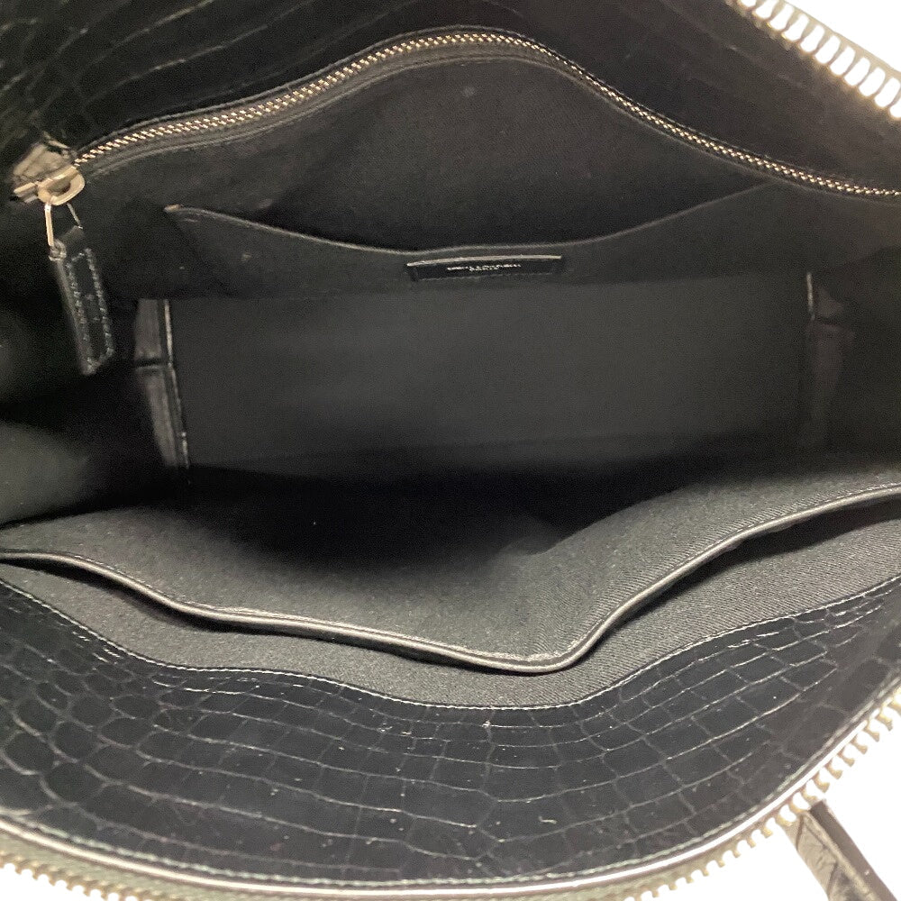 YVES SAINT LAURENT Shoulder Bag leather black 2WAY handbag Embossing Sac de Jules Women Used Authentic