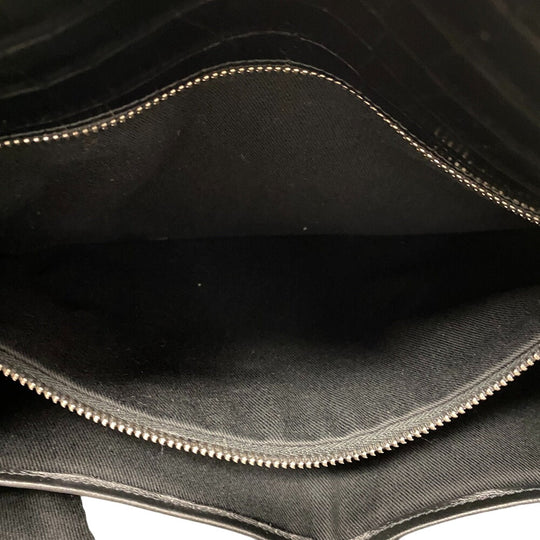 YVES SAINT LAURENT Shoulder Bag leather black 2WAY handbag Embossing Sac de Jules Women Used Authentic