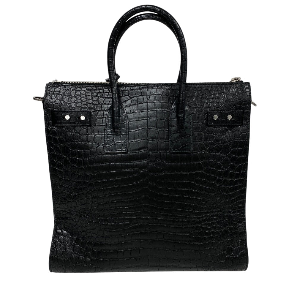 YVES SAINT LAURENT Shoulder Bag leather black 2WAY handbag Embossing Sac de Jules Women Used Authentic