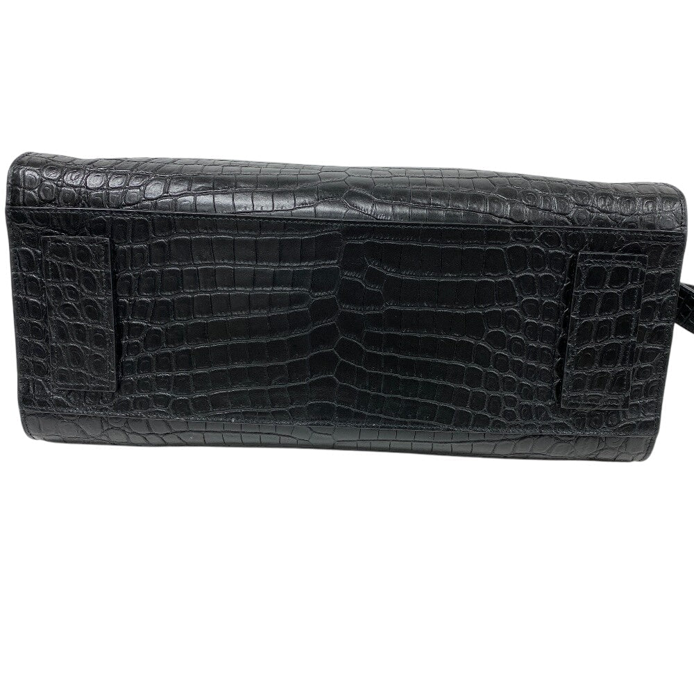 YVES SAINT LAURENT Shoulder Bag leather black 2WAY handbag Embossing Sac de Jules Women Used Authentic