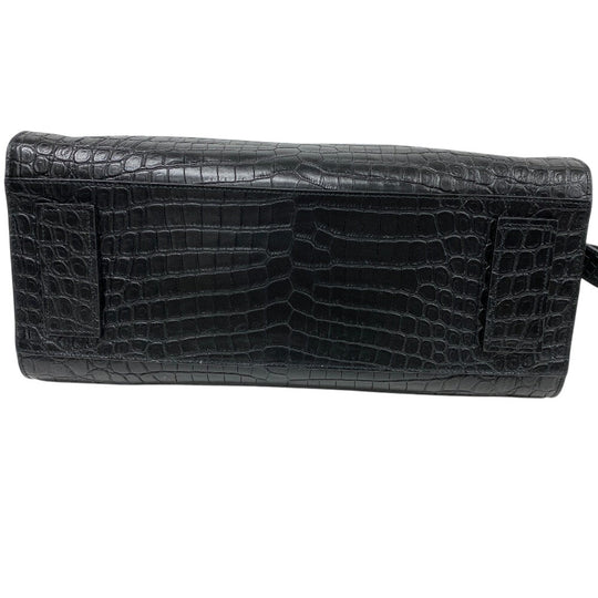 YVES SAINT LAURENT Shoulder Bag leather black 2WAY handbag Embossing Sac de Jules Women Used Authentic