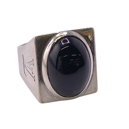 LOUIS VUITTON Ring M64903 Silver925 black 925 Chevalier Snow Flooring mens Used Authentic