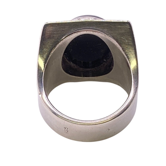 LOUIS VUITTON Ring M64903 Silver925 black 925 Chevalier Snow Flooring mens Used Authentic