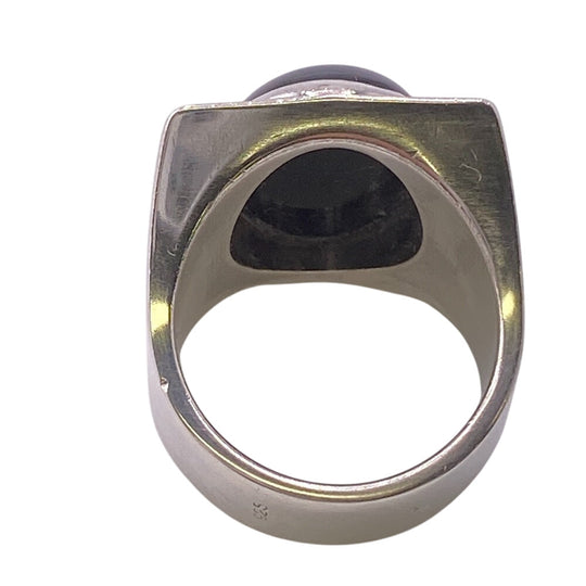 LOUIS VUITTON Ring M64903 Silver925 black 925 Chevalier Snow Flooring mens Used Authentic