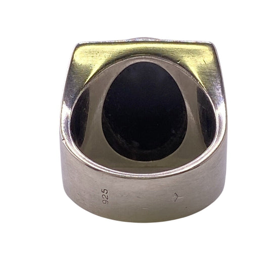 LOUIS VUITTON Ring M64903 Silver925 black 925 Chevalier Snow Flooring mens Used Authentic