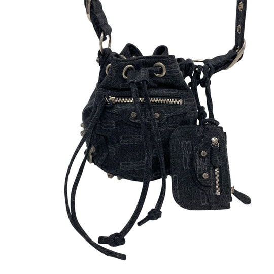 BALENCIAGA Shoulder Bag 702431 denim black le cagoule Women Used Authentic
