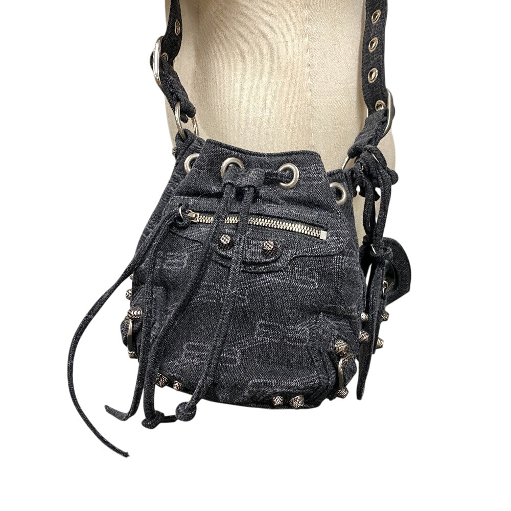 BALENCIAGA Shoulder Bag 702431 denim black le cagoule Women Used Authentic