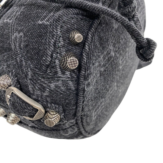 BALENCIAGA Shoulder Bag 702431 denim black le cagoule Women Used Authentic