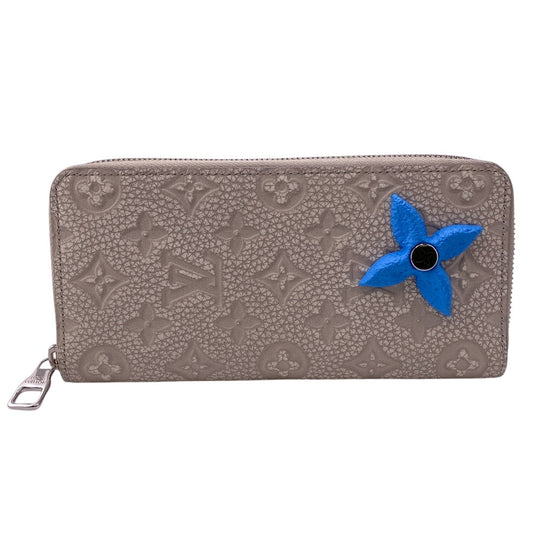 LOUIS VUITTON Long Wallet Purse M81573 leather blue Zip Around Taurillon Clemence Climbing Zippy Wallet Vertical Women Used Authentic