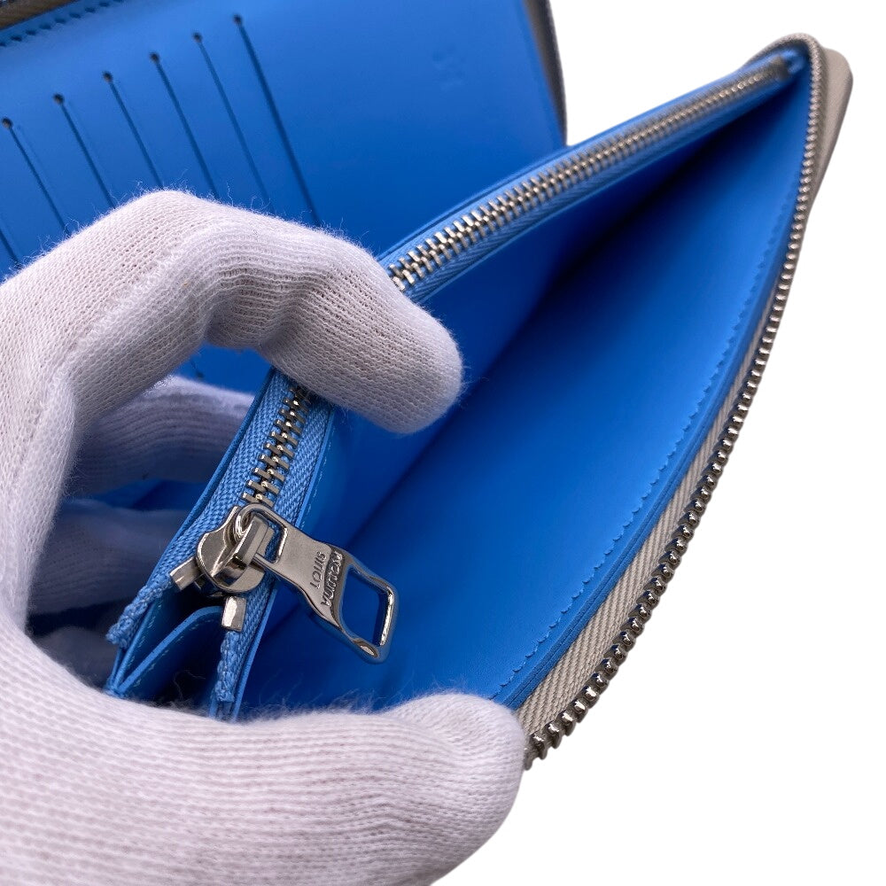 LOUIS VUITTON Long Wallet Purse M81573 leather blue Zip Around Taurillon Clemence Climbing Zippy Wallet Vertical Women Used Authentic