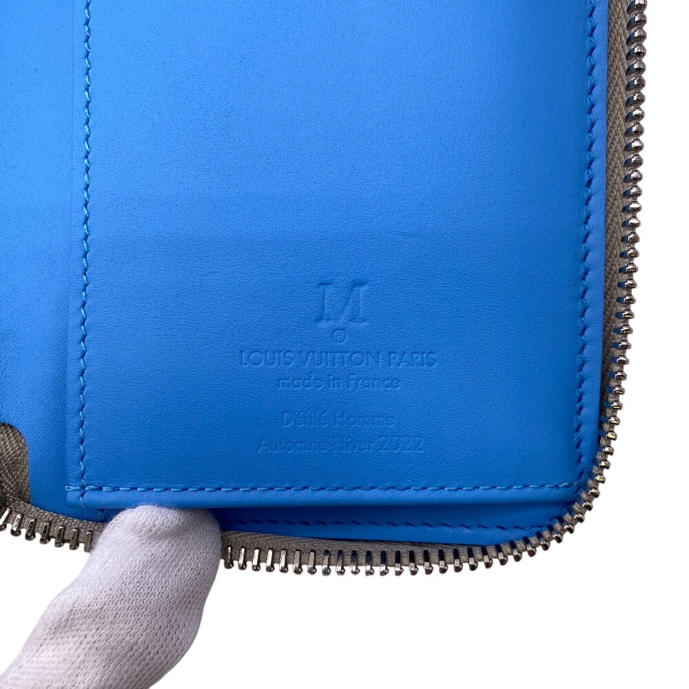 LOUIS VUITTON Long Wallet Purse M81573 leather blue Zip Around Taurillon Clemence Climbing Zippy Wallet Vertical Women Used Authentic